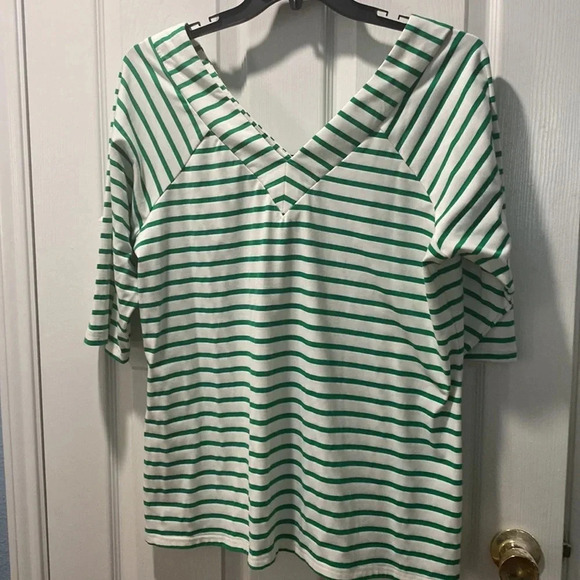City Chick Blue & White Striped V-Neck Blouse, Size 18 M - Picture 5 of 6